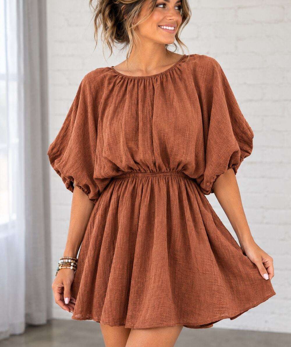 Aerie Women’s Gold Hour Cover Up S Rust Terracotta Gauze Boho Casual Dress